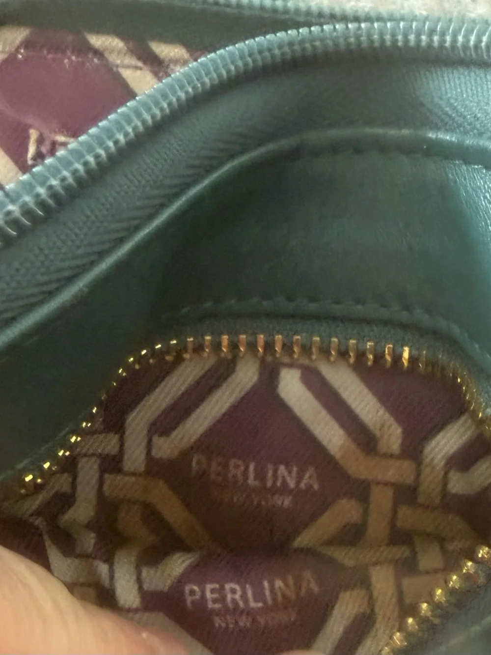 Perlina Forest Green Leather Crossbody with Gold Hardware